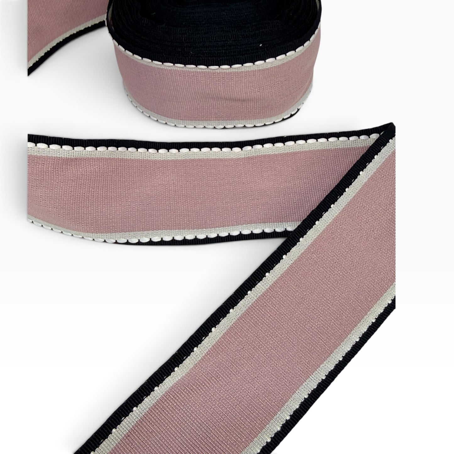 Dusty Pink and Black Ribbon (per yard) 1.5 inch