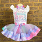 Mermaid Tutu Outfit (2 layer ribbon trim tutu)