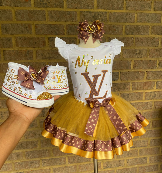 L V Designer Tutu outfit with Matching Shoes