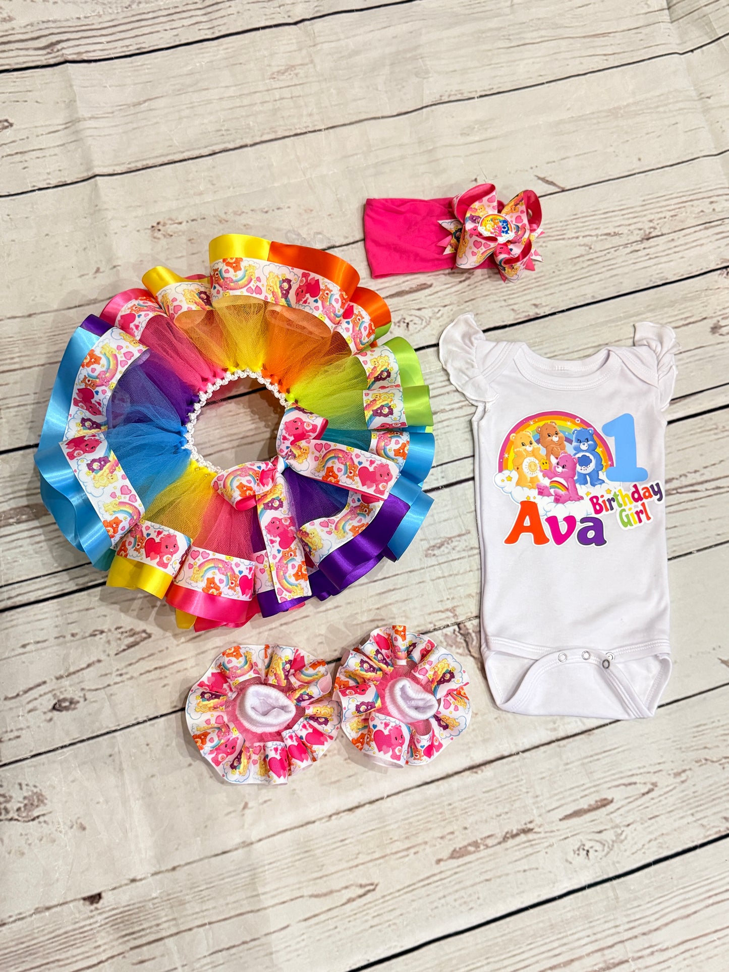 Carebear Tutu Outfit, Carebear tutu set with matching socks and Hair  Accessories