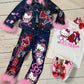 Spider Man & Hello Kitty Denim Set, spider man denim birthday outfit, hello kitty denim birthday outfit