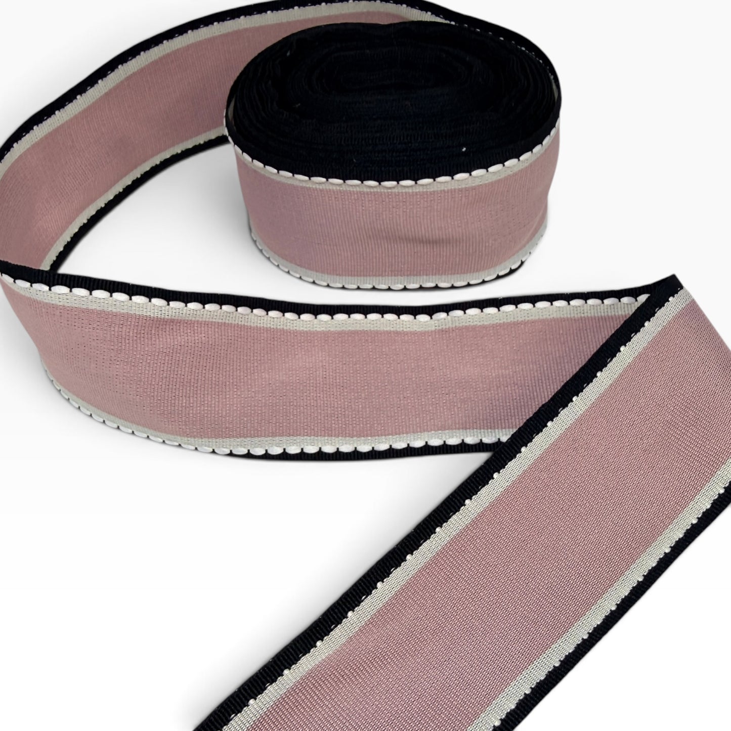 Dusty Pink and Black Ribbon (per yard) 1.5 inch