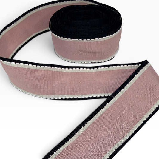 Dusty Pink and Black Ribbon (per yard) 1.5 inch