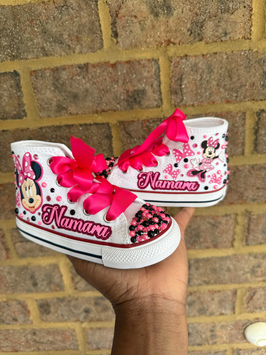 Minnie Mouse Bling Converse Sneakers, Minnie Mouse personalized Bling sneakers