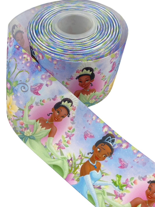 Princess Tiana print Ribbon. 1 yard,  (75mm/3inch Ribbon)🔴