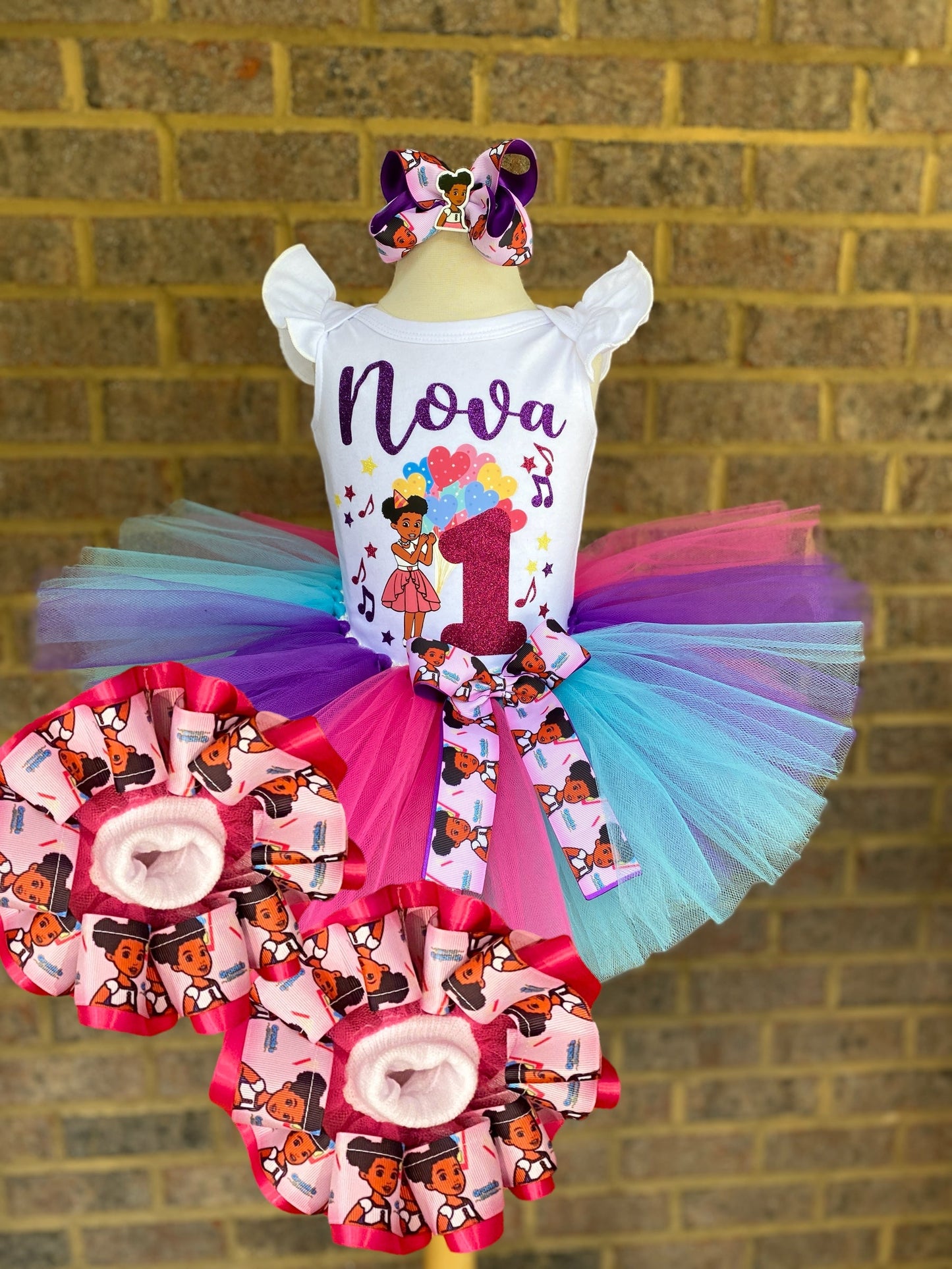 Gracie Corner tutu outfit with socks, and Hair Accessory. Gracie6