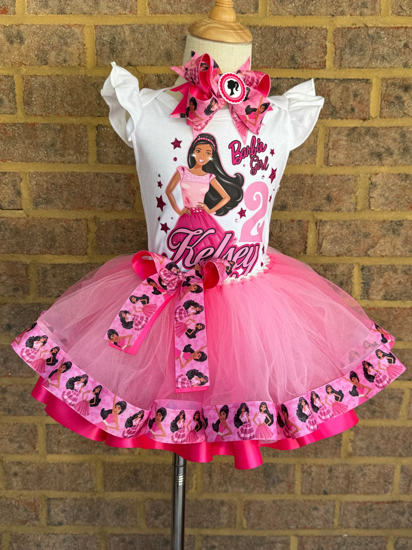 Barbie Tutu Outfit (2 layer ribbon trim tutu)