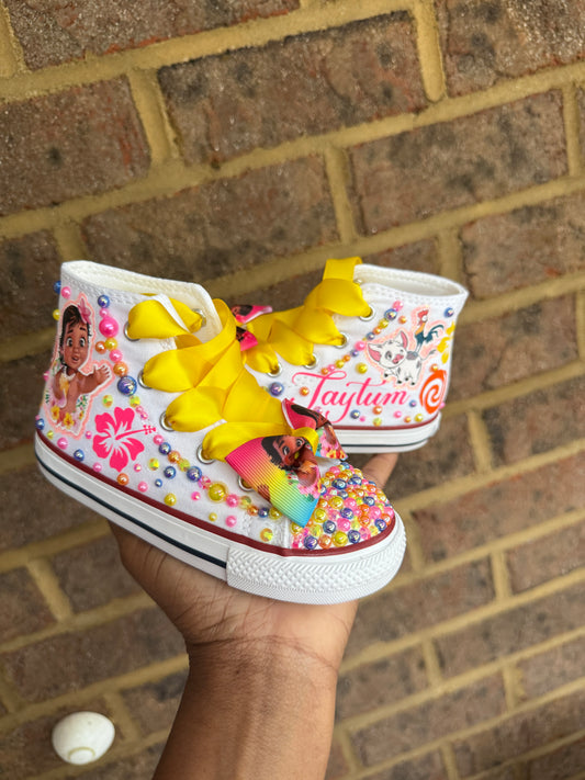 Moana Bling Converse Sneakers, Moana Personalized shoes