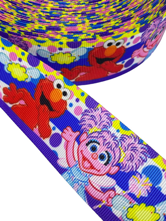 Sesame Street Ribbon. Elmo & Abby 38mm/1.5 inch (Priece Per Yard)