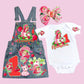 Strawberry Shortcake Denim overall dress, strawberry Shortcake Jeans dress