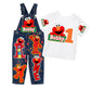 Elmo Boys Overall / Elmo jeans Jumpsuit set with Matching shoes #Mockup