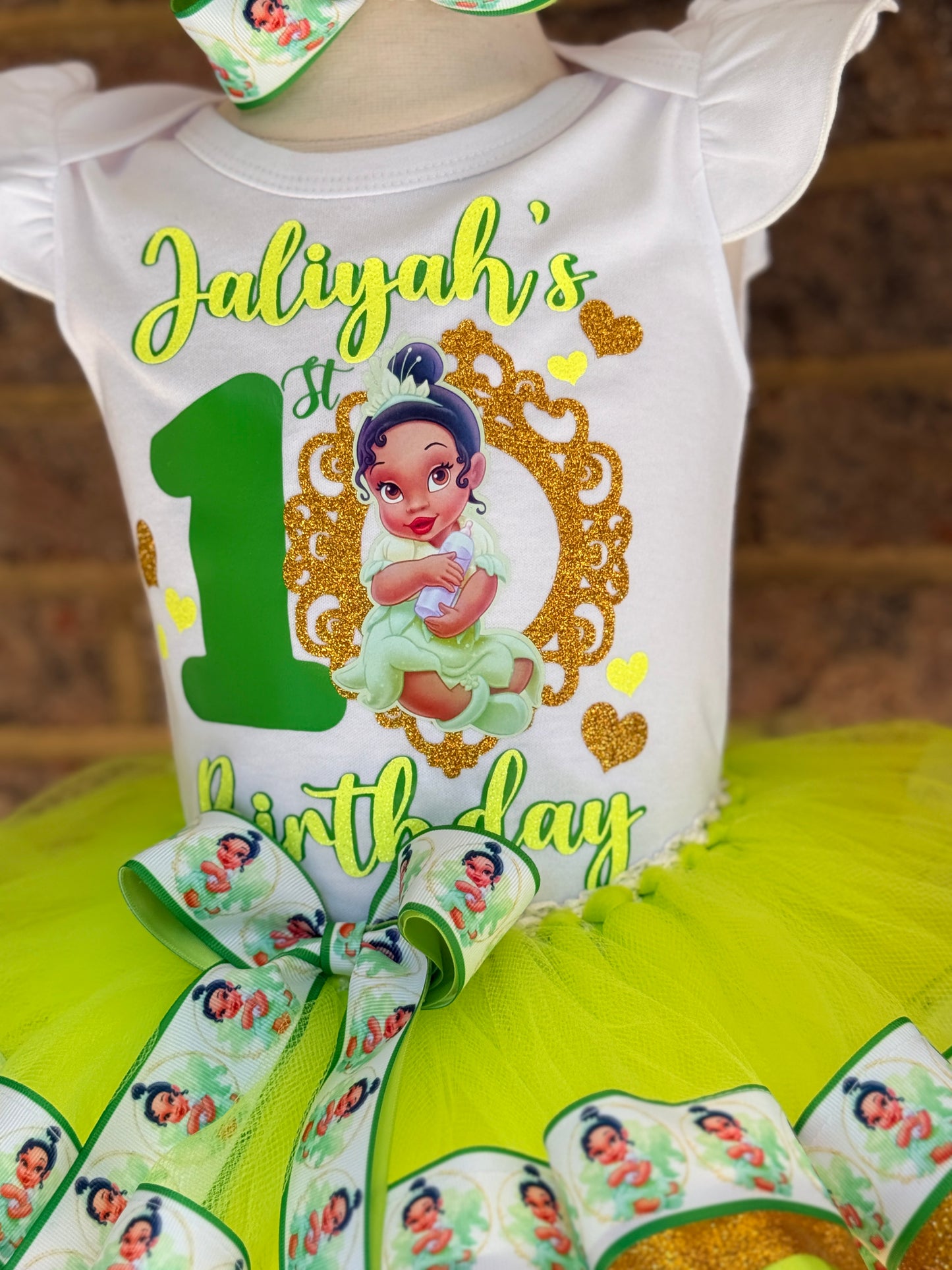 Tiana tutu set with Matching Socks, Tiana tutu outfit, Princess Tiana tutu (Copy)