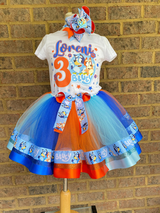 Blues Clues Ribbon Trimmed tutu outfit (3 layer tutu)