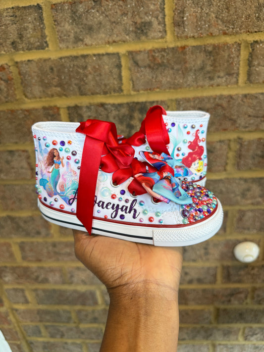 Little Mermaid Bling Converse Shoes