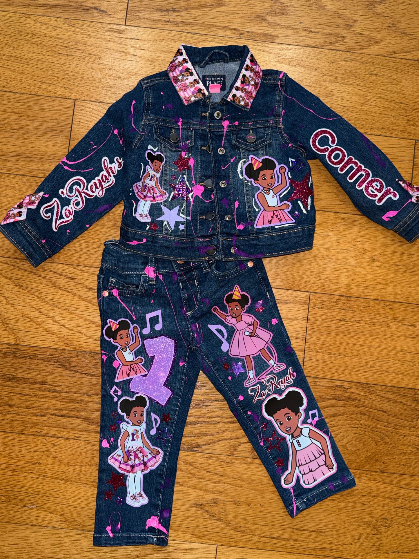 Gracie Corner Denim Outfit with shoes (front and Back Design)