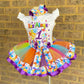 Word Party Tutu Outfit (3 Layer ribbon trimmed tutu)