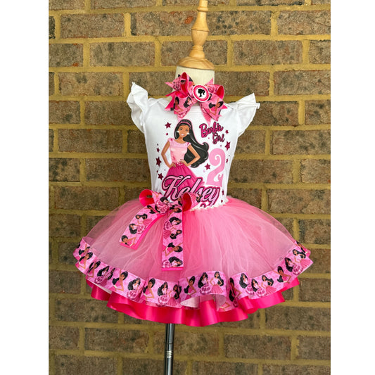 Barbie Tutu Outfit (2 layer ribbon trim tutu)