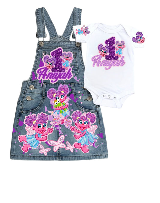 Abby Denim Jeans overall Dress, Abby Denim Birthday jeans Dress