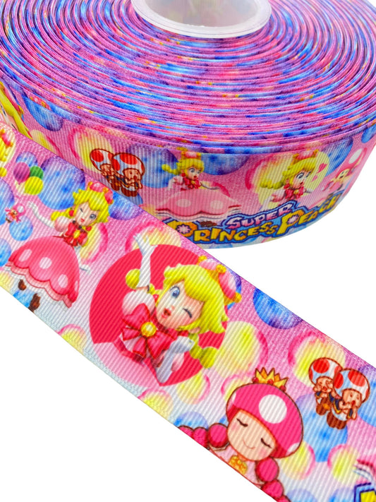 38mm / 1.5 inch Ribbon, Super Mario Princess Ribbon (1 Yard) 🎀April New🎀