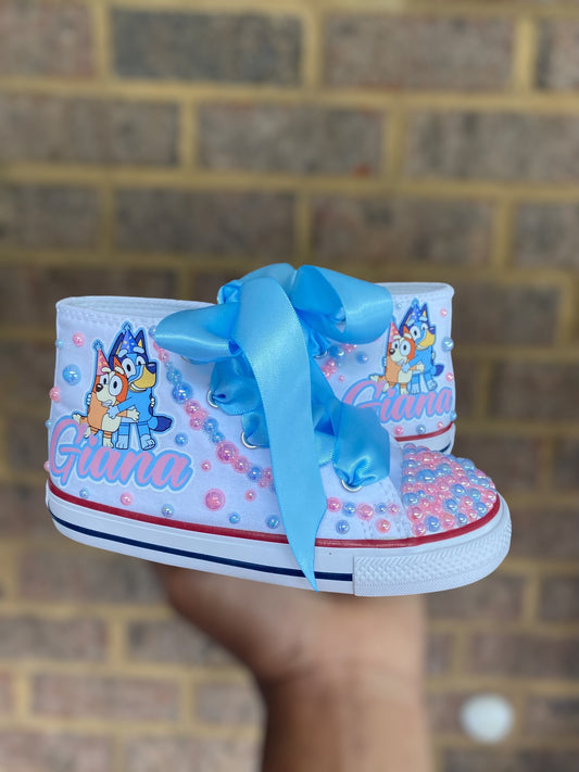 Bluey Bling Converse Sneakers, Bluey sneakers, personalized Bluey sneakers