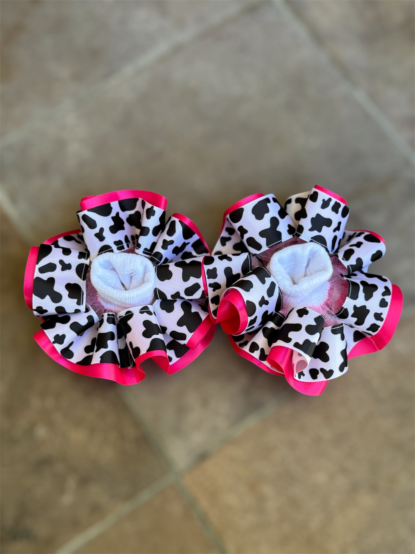 Cow Print Ruffle socks, Cow Print tutu Socks, Cow Print Hair Accessory
