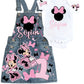 Minnie Mouse Denim overall outfit, jeans overall dress, Minnie mouse birthday jeans dress