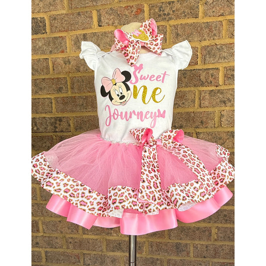 Minnie Mouse Tutu outfit (2 Layer ribbon trim tutu)