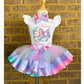 Mermaid Tutu Outfit (2 layer ribbon trim tutu)