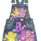 Carebear Denim outfit, Carebear jeans overall dress, Carbear Birthday jeans outfit