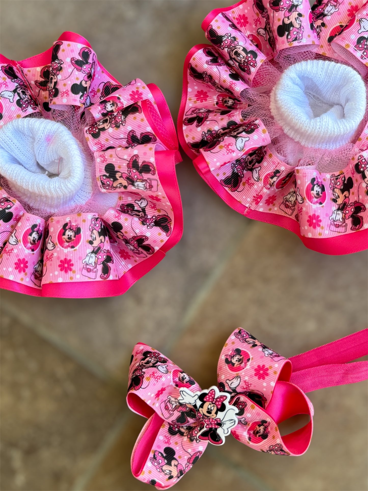 Minnie Mouse Ruffle socks, Minnie Mouse tutu socks, Minnie Mouse hair accessories