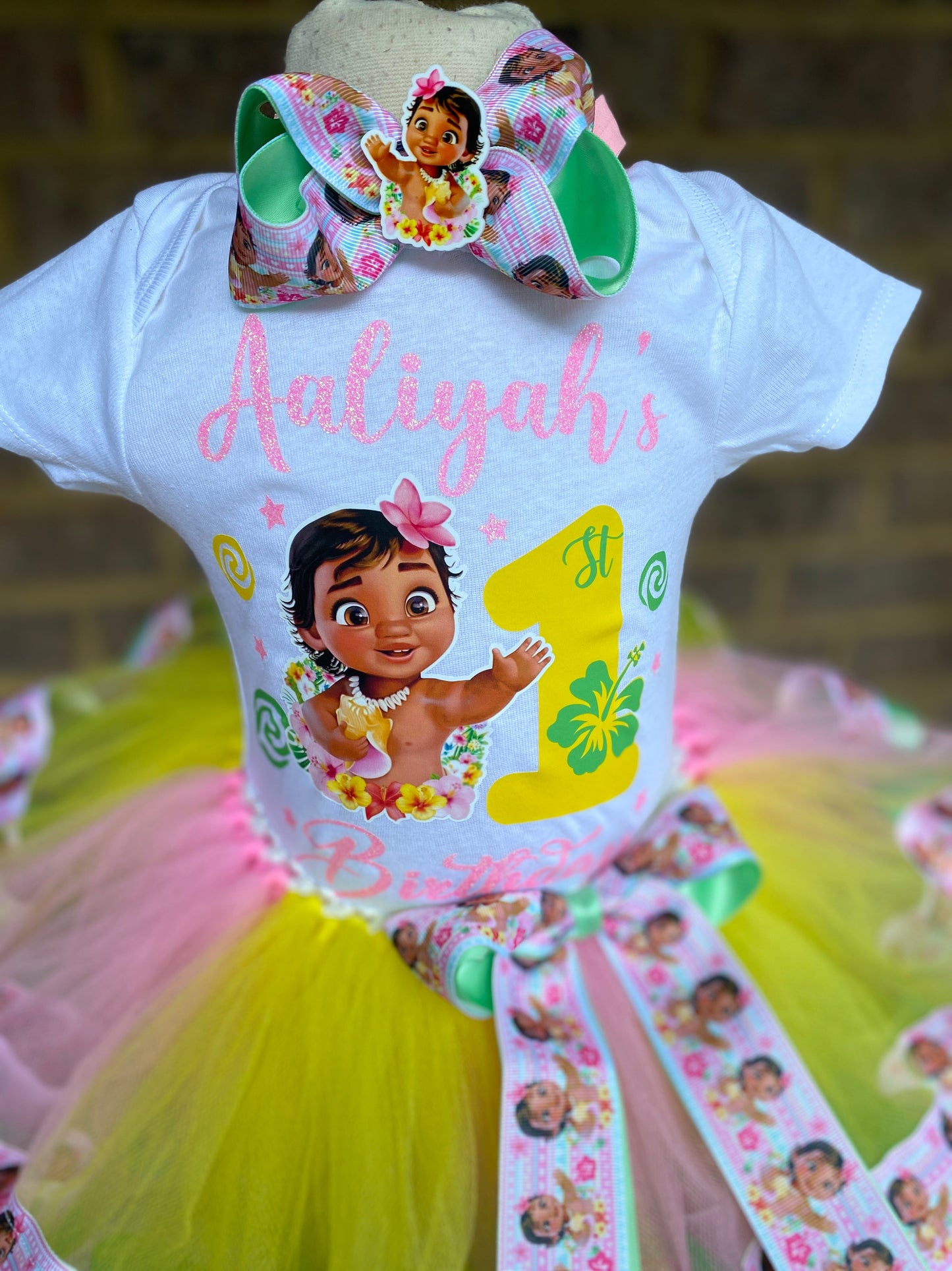 Moana Tutu Outfit  (3 layer Ribbon Trimmed tutu outfit)