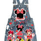 Minnie Mouse Denim overall outfit, jeans overall dress, Minnie mouse birthday jeans dress
