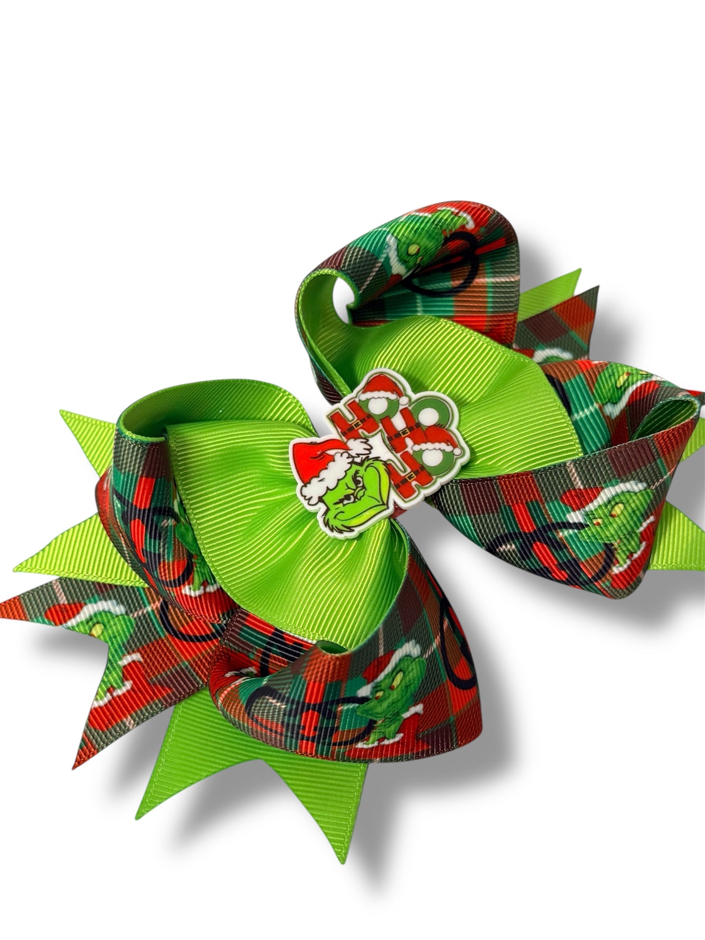 (Set Of 3 ) Grinch Hair Clip, Red and Green Grinch Hair clip, Green & Red Christmas Bow Hair Clip for Girls