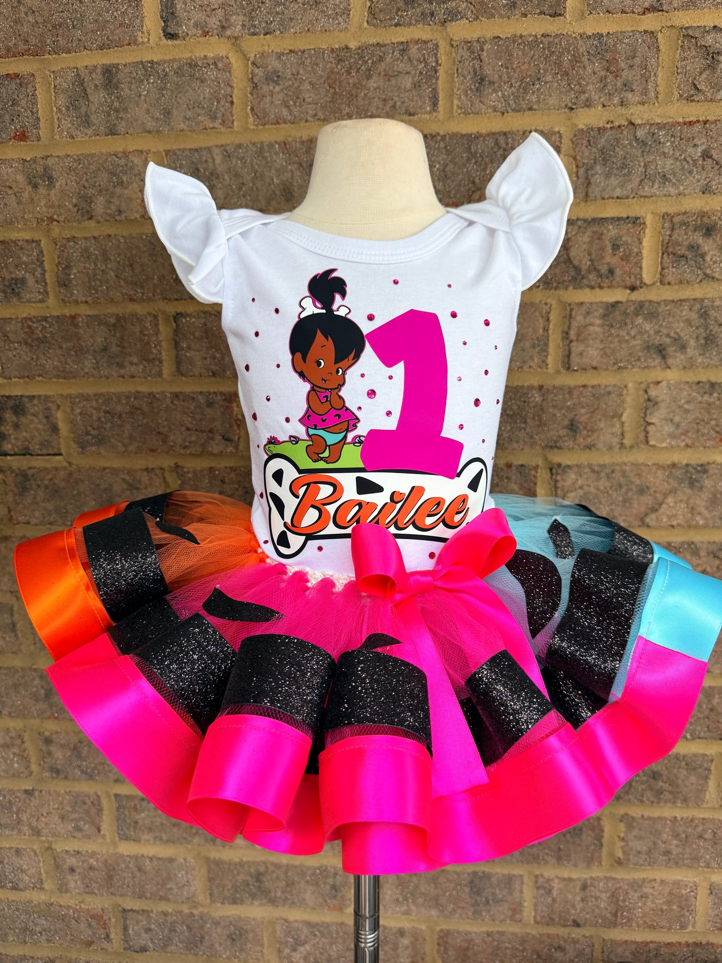 Flint Stone Tutu set, Flint stone Birthday tutu outfit with matching socks
