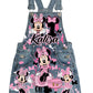 Minnie Mouse Denim overall outfit, jeans overall dress, Minnie mouse birthday jeans dress