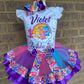 Carebear Tutu Outfit Complete Set Socks Included (3 layer Ribbon Trimmed tutu outfit) Carbear6