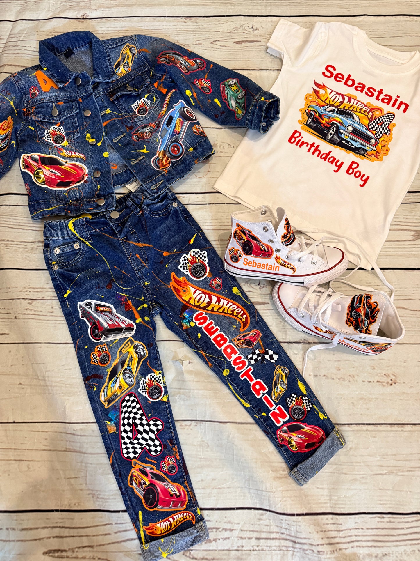 Hot wheels Denim Birthday outfit, Hot wheels Denim set