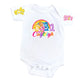 Carebear Denim outfit, Carebear jeans overall dress, Carbear Birthday jeans outfit