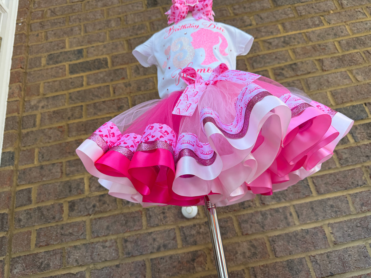 Barbie Tutu Outfit Set (3 layer Ribbon Trimmed tutu outfit)