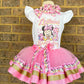 Minnie Mouse Tutu Outfit (2 layer ribbon trim tutu)