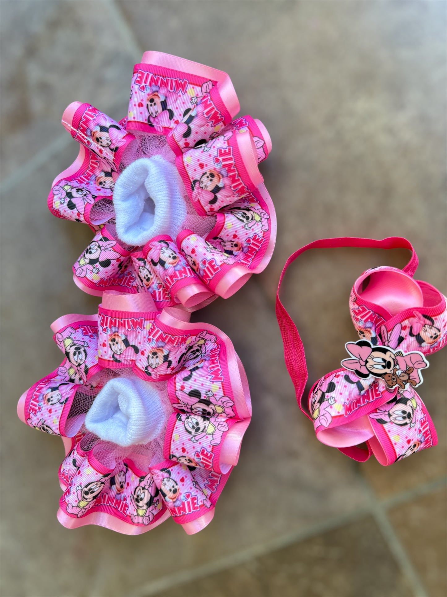Minnie Mouse Ruffle socks, Minnie Mouse tutu socks, Minnie Mouse hair accessories
