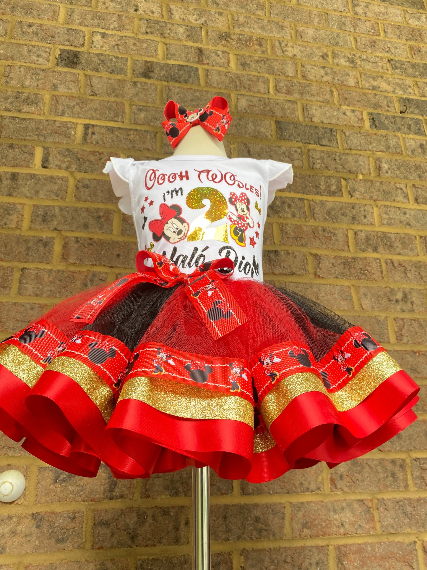 Minnie Mouse Tutu Outfit (3 layer Ribbon Trimmed tutu outfit) Minnie Outfit 2