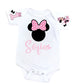 Minnie Mouse Denim overall outfit, jeans overall dress, Minnie mouse birthday jeans dress