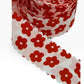Red & White Flower Ribbon (per yard) 1.5 inch