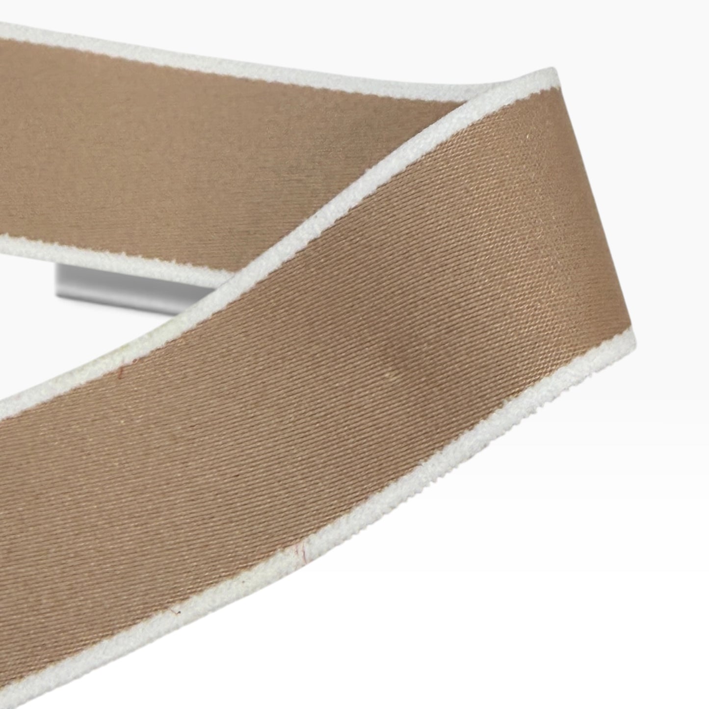 Brown and white edge Ribbon ( Soft Ribbon) per yard 1.5 inch