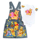 Pooh Bear Denim outfit, Pooh Bear jeans overall dress, Pooh Bear Birthday jeans outfit