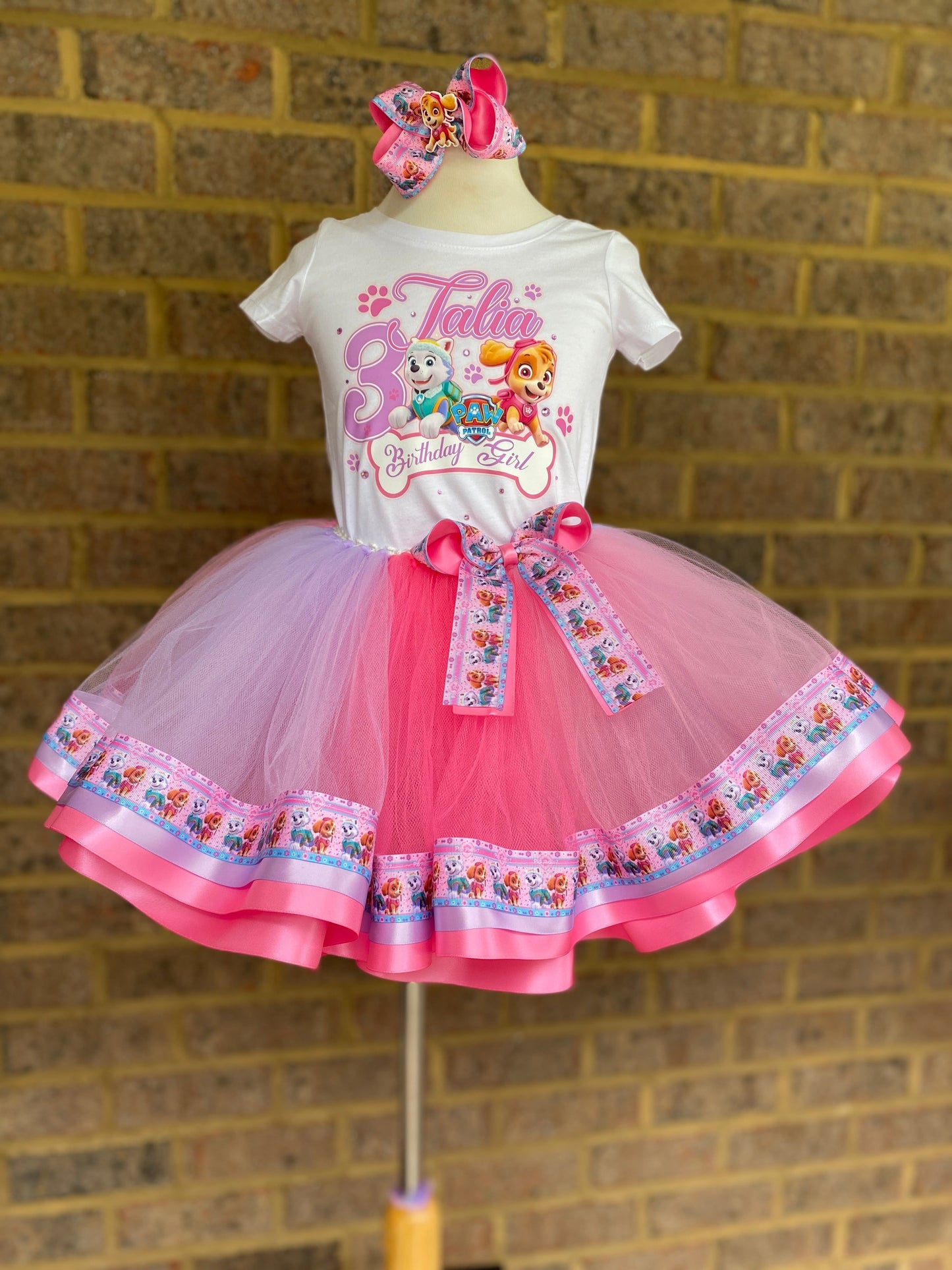 Paw Patrol 3 layer Ribbon Trimmed tutu Outfit