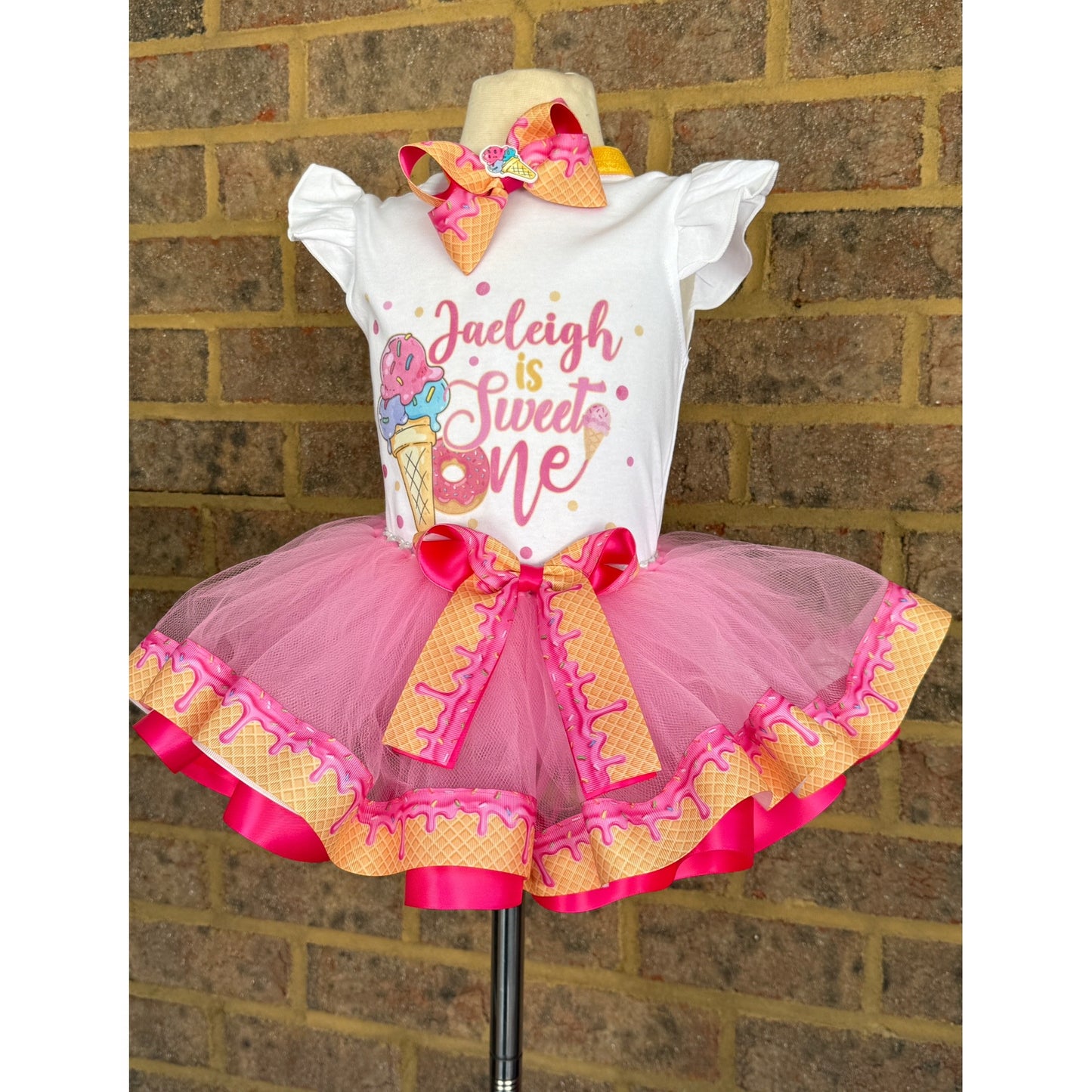 Sweet One Tutu Outfit (2 layer ribbon trim tutu)