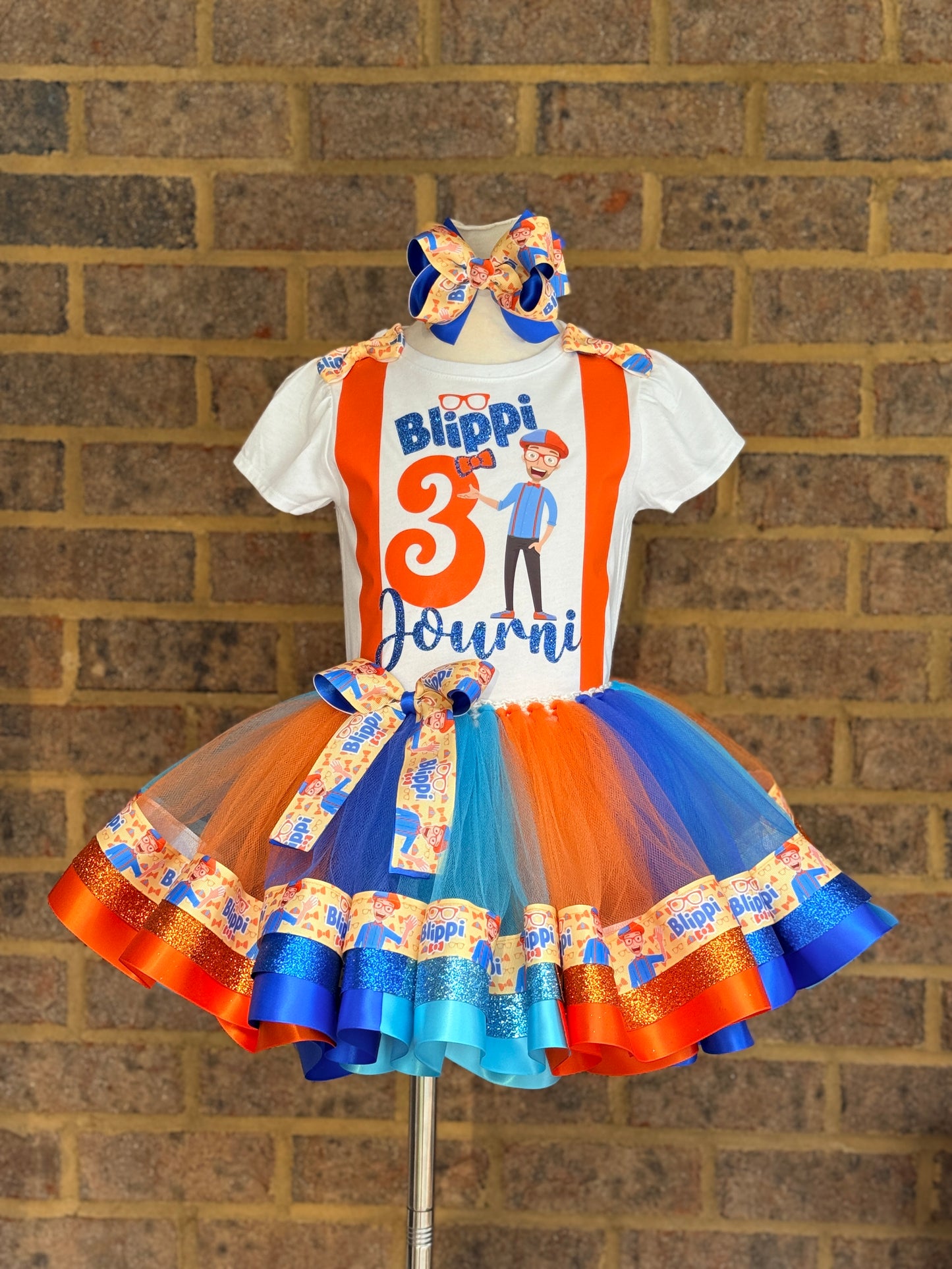 Blippi tutu set, Blippi tutu outfit with matching Socks shoes and hair accessory