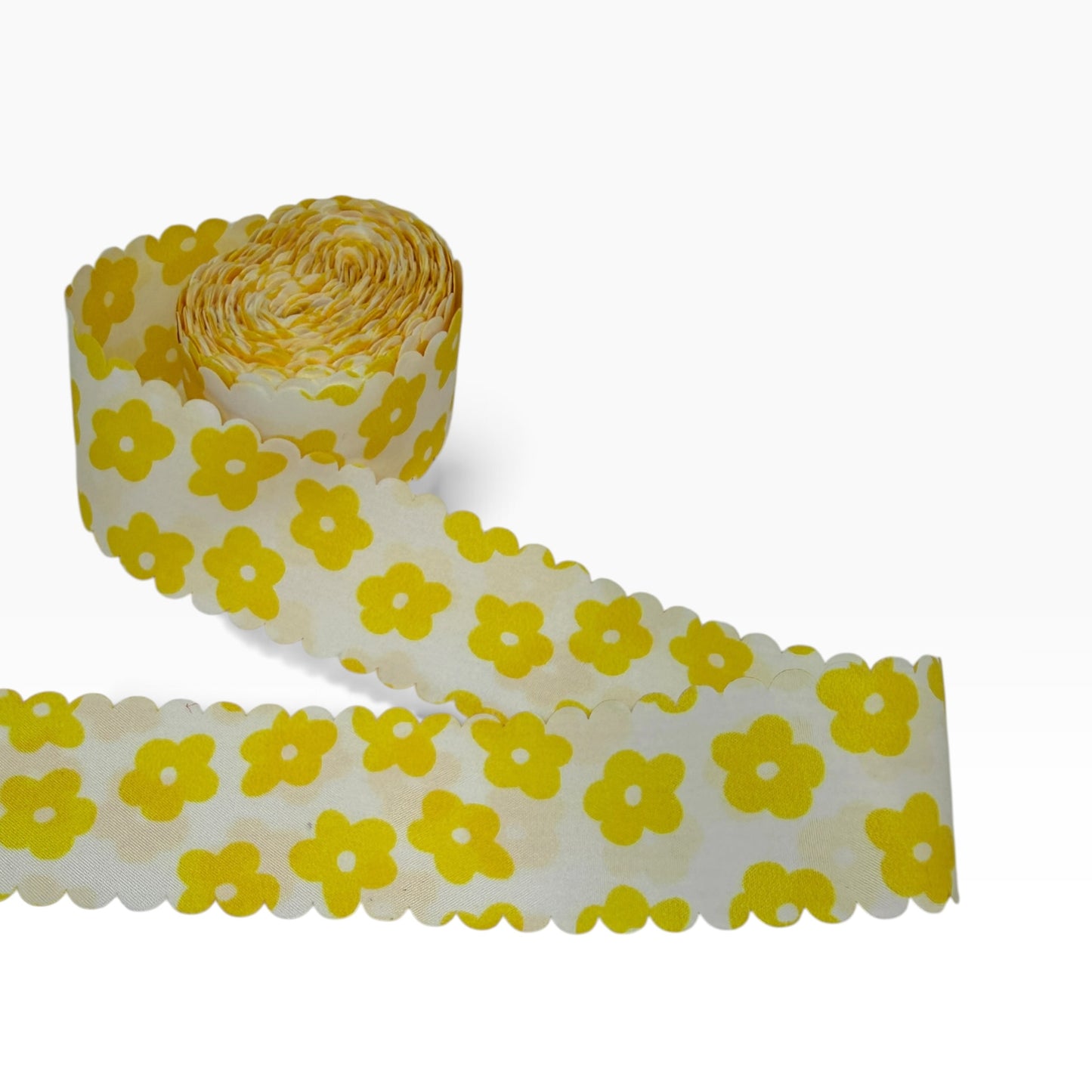 Yellow  & White Flower Ribbon ( per yard) 1.5 inch